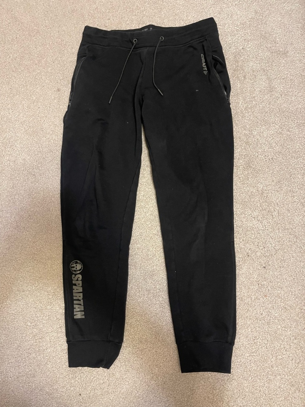 Craft Black Athletic Pants with Spartan Logo
